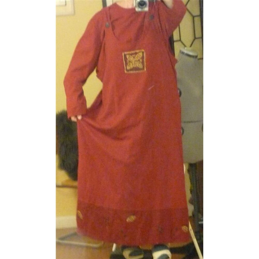 On the Rocks California Cotton 2pc Dress Rust Red Jumper Layered Boho Vintage 2X